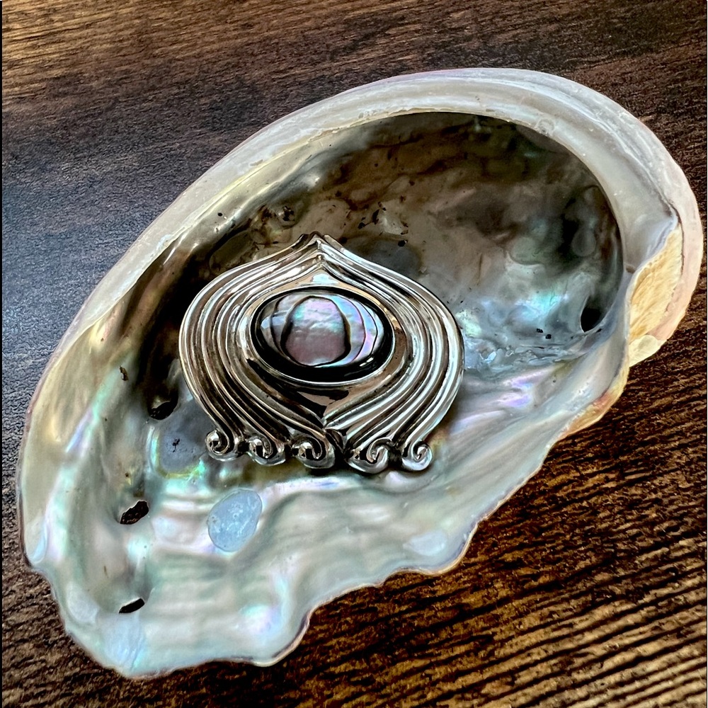 Silver Mother-of-Pearl Arts & Crafts Era Museum of Modern Art Pendant/Brooch